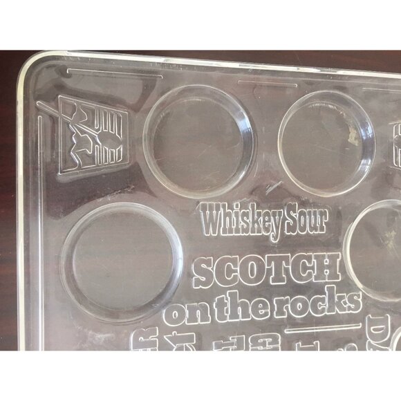 Vtg Mid Century Lucite Liquor Bar Drinks Serving Tray Embossed With Drink Names - Picture 8 of 10